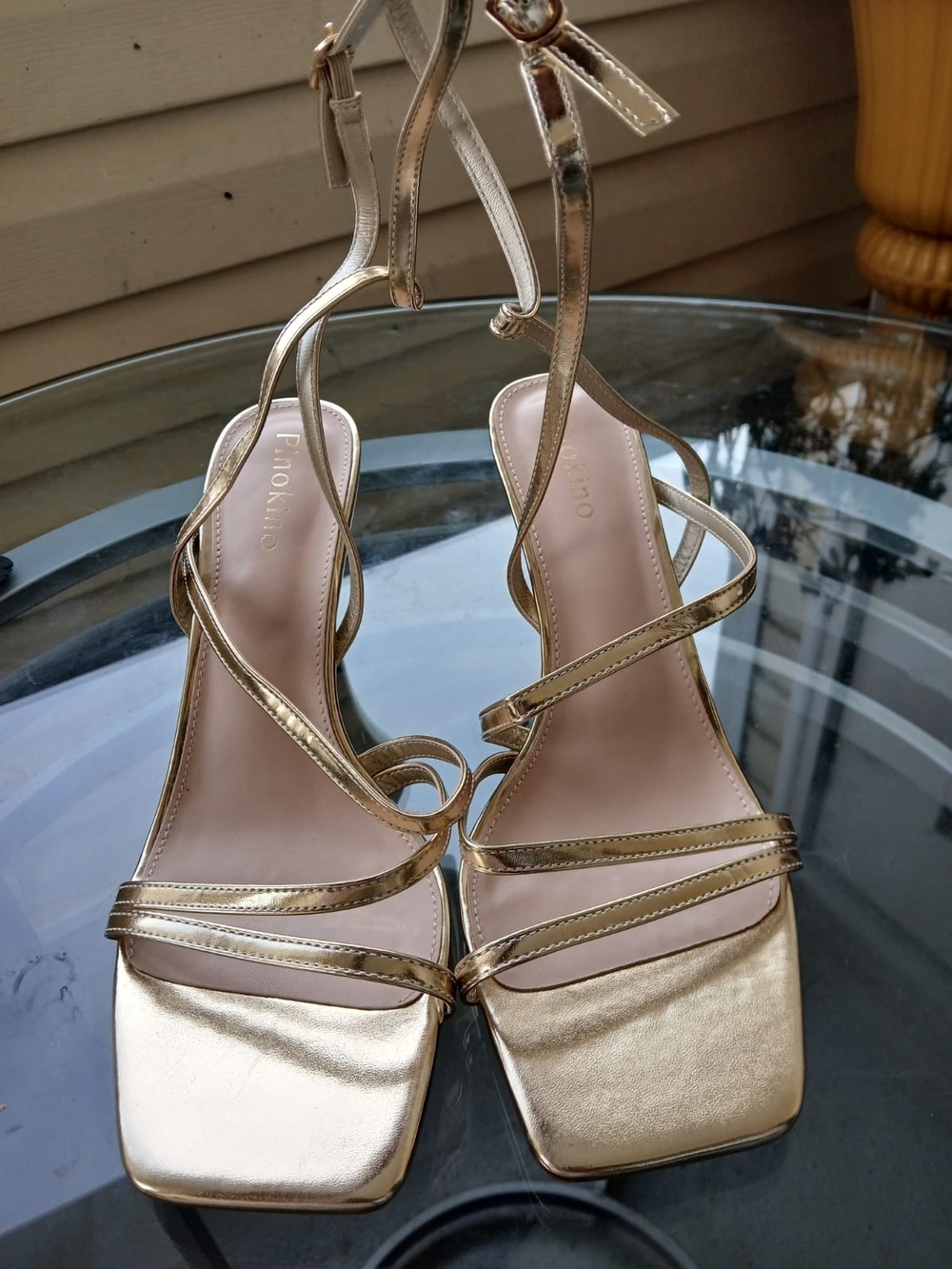 & Other Stories Metallic Gold Strappy Heels